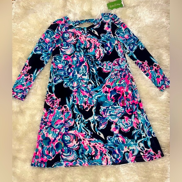 168.00 NWT LILLY PULTZER OLIVE DRESS BRIGHT NAVY ALL CAUGHT - Picture 1 of 8